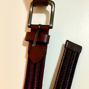 Men’s chocolate Brown leather woven belt